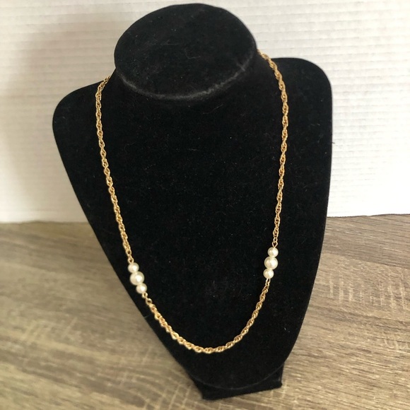 Vtg Judy Lee Gold Chain and Faux Pearl Necklace - Picture 2 of 9